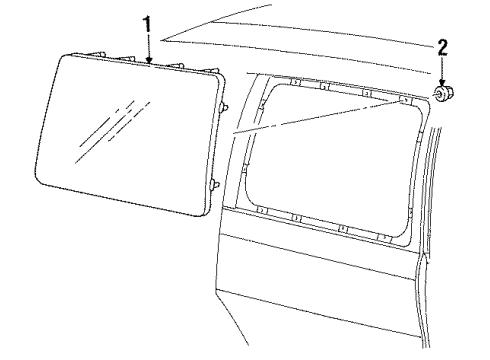 1996 Ford Windstar Side Loading Door - Glass & Hardware Door Glass Retainer Diagram for -N621900-S437M