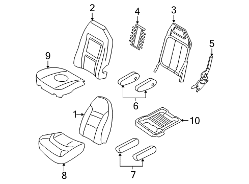 2011 Ford E-150 Front Seat Components Armrest Cover Diagram for AC2Z-15644A19-AB