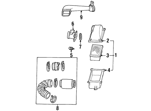 1995 Ford Windstar Powertrain Control Air Cleaner Assembly Diagram for F48Z9600B