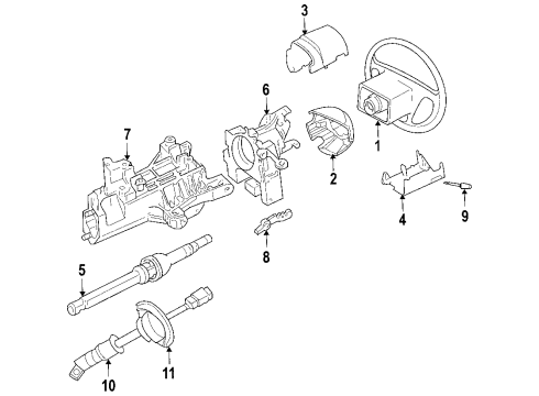 2004 Mercury Monterey Steering Column, Steering Wheel & Trim Boot Diagram for 6F2Z-3C611-A
