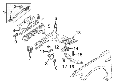 2019 Lincoln Continental Structural Components & Rails Rail Reinforcement Diagram for F2GZ-5810255-A