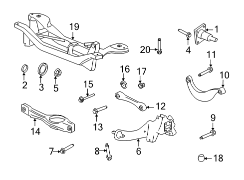 2008 Ford Focus Rear Suspension Components, Lower Control Arm, Upper Control Arm, Stabilizer Bar Spindle Diagram for 1M5Z-4A013-BA