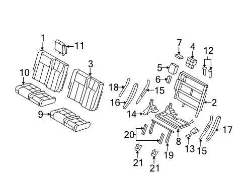 2015 Ford Expedition Third Row Seats Upper Cover Protector Diagram for 2L1Z-78611A30-A3