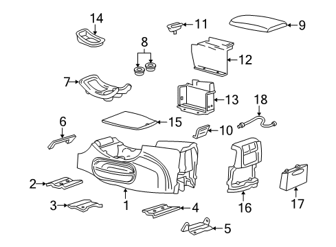 2002 Lincoln Blackwood Floor Console Latch Diagram for F65Z-1506064-AA