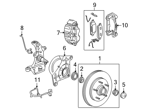 2006 Lincoln Mark LT Front Brakes Hub & Rotor Retainer Diagram for 6L3Z-3C294-AA