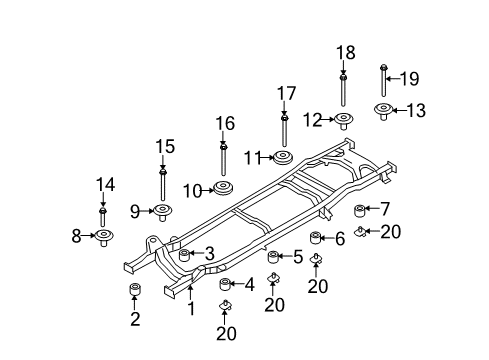 2011 Ford E-250 Frame & Components Upper Insulator Diagram for F5UZ-1000154-A