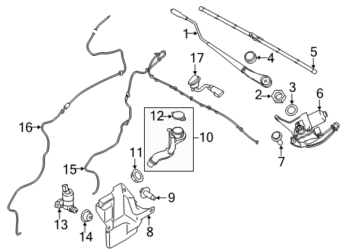 2018 Ford Transit Connect Wiper & Washer Components Wiper Arm Diagram for DT1Z-17526-E