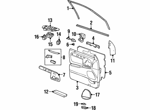 2002 Lincoln Town Car Interior Trim - Front Door Switch Assembly Diagram for F8VZ-14A701-AB