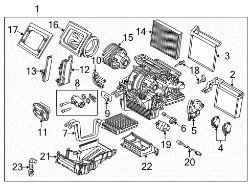 2015 Ford Focus HVAC Case Case Assembly Diagram for F1FZ-19B555-D