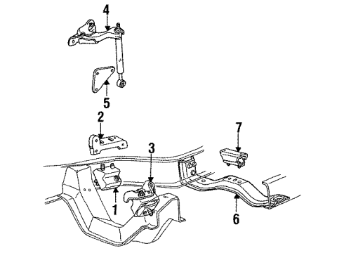 1991 Ford Explorer Engine & Trans Mounting Rear Brace Diagram for FOTZ6A023A