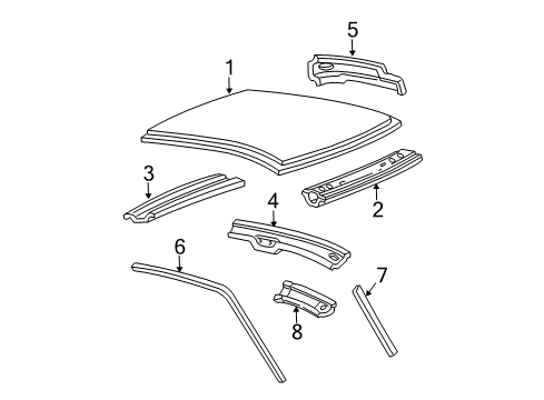 2001 Ford F-150 Roof & Components Weatherstrip Diagram for XL3Z-1851223-AA