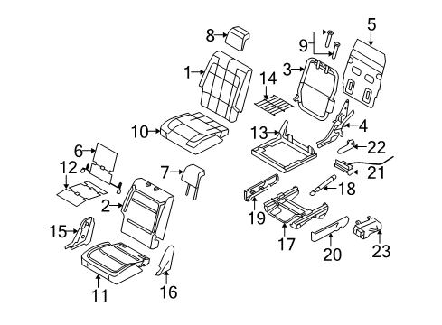 2013 Ford Flex Second Row Seats Adjust Handle Diagram for DE9Z-74617D34-AB