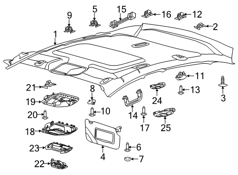 2016 Ford Focus Interior Trim - Roof Sunvisor Diagram for F1EZ-5804105-BA