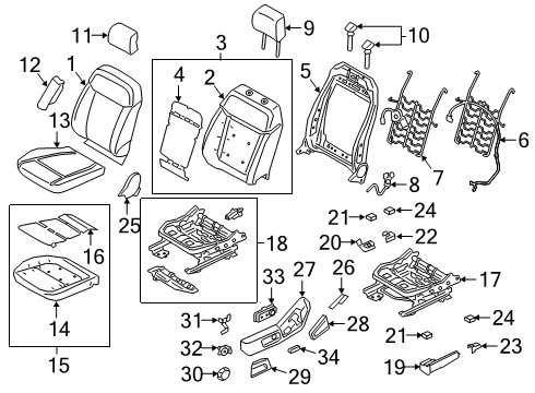 2020 Ford Ranger Front Seat Components Lower Trim Bracket Diagram for CU5Z-9662257-A