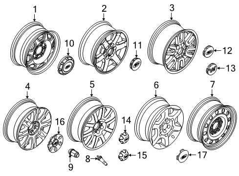 2015 Ford Expedition Wheels, Wheel Covers & Trim Wheel, Steel Diagram for AL3Z-1015-B