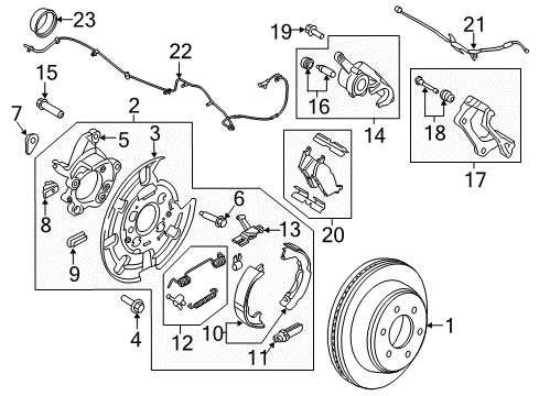 2018 Ford F-150 Brake Components Rear Pads Diagram for JL3Z-2200-A