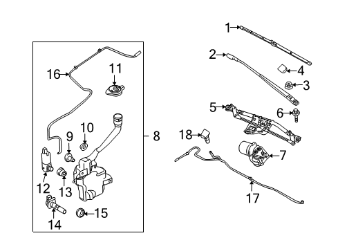 2011 Ford Taurus Wiper & Washer Components Wiper Transmission Diagram for 8G1Z-17566-A