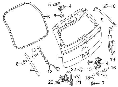 2014 Ford Police Interceptor Utility Lift Gate Lock Cylinder Assembly Diagram for 6R3Z-6343262-A