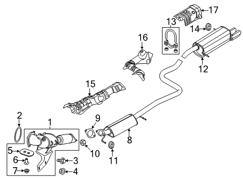 2017 Ford Fiesta Exhaust Components Front Muffler Diagram for C1BZ-5230-A