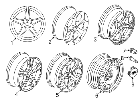 2017 Ford Focus Wheels, Covers & Trim Wheel, Alloy Diagram for CM5Z-1007-B