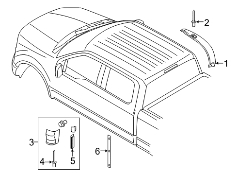 2019 Ford F-150 Exterior Trim - Cab Lower Molding Shim Diagram for FL3Z-1529144-A