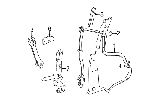 2003 Mercury Mountaineer Seat Belt Buckle End Diagram for 1L2Z-7861202-AAA
