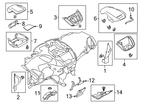 2014 Ford Escape Cluster & Switches, Instrument Panel Panel Cover Diagram for CJ5Z-78044D70-BA