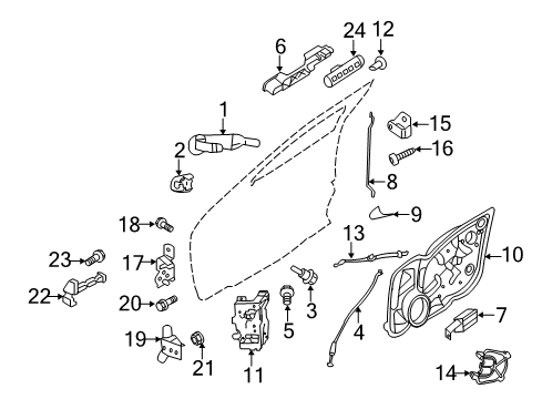 2011 Lincoln MKZ Keyless Entry Components Handle Bezel Diagram for 9H6Z-54218A14-BA