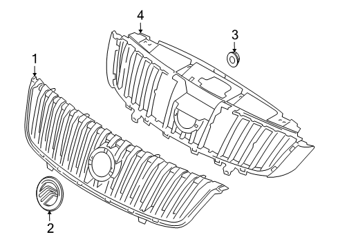 2011 Mercury Milan Grille & Components Grille Diagram for AN7Z-8200-AA