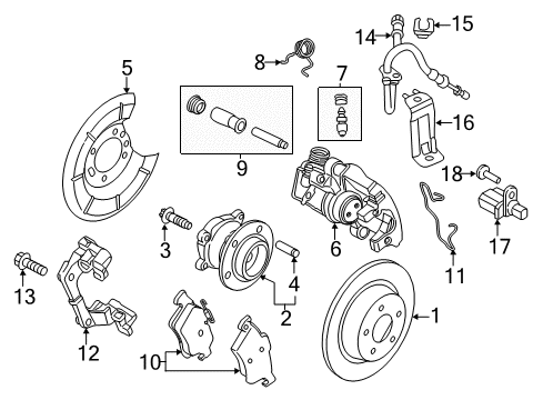 2017 Ford Transit Connect Brake Components Front Pads Diagram for CV6Z-2001-M