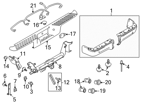 2014 Ford F-150 Parking Aid Bumper Bracket Bolt Plate Diagram for AL3Z-17C886-A
