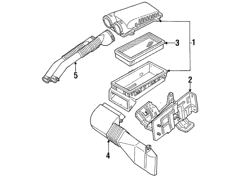 1996 Ford F-350 Air Intake Air Cleaner Assembly Diagram for F7TZ-9600-AA