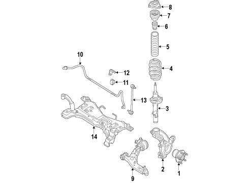 2013 Ford Escape Front Suspension Components, Lower Control Arm, Stabilizer Bar Coil Spring Diagram for CV6Z-5310-D