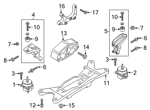 2021 Ford Mustang Automatic Transmission Motor Mount Nut Diagram for -W709771-S440