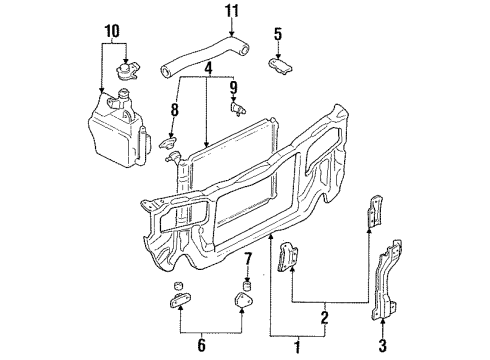 1996 Ford Escort Radiator & Components, Radiator Support Lower Hose Diagram for F5CZ8286CA