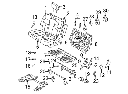 2006 Mercury Mountaineer Rear Seat Components Rear Mount Nut Diagram for -N620482-S424
