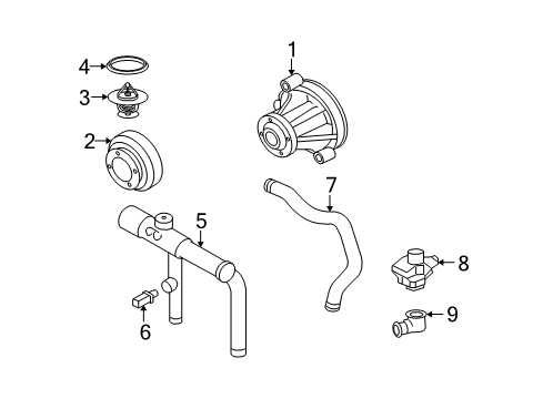 2004 Lincoln Aviator Water Pump Thermostat Cover Diagram for 2C5Z-8592-EB