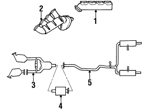 1994 Lincoln Mark VIII Exhaust Components, Exhaust Manifold Exhaust Manifold Diagram for F3LY9430A