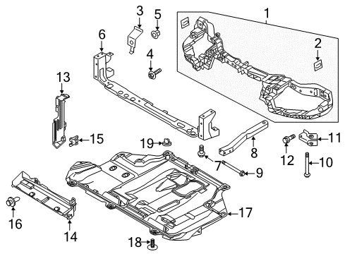 2018 Ford Focus Radiator Support Radiator Support Diagram for CM5Z-8A284-A