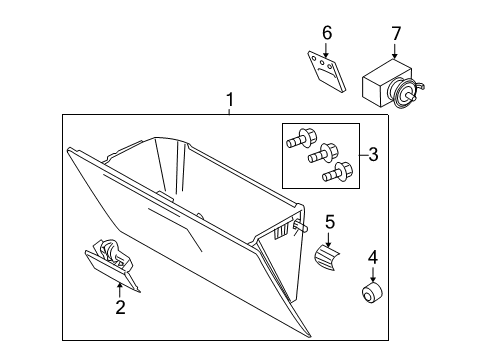 2009 Ford F-350 Super Duty Glove Box Glove Box Assembly Diagram for 8C3Z-2506024-AA