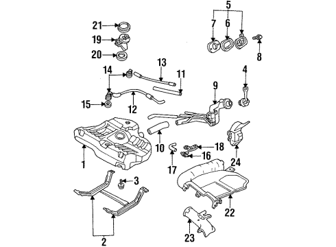 1996 Mercury Tracer Fuel System Components Fuel Gauge Sending Unit Diagram for F3CZ-9275-A