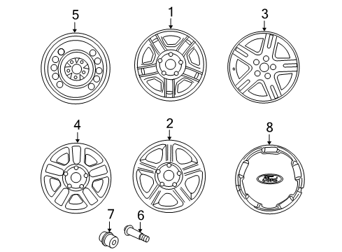 2007 Ford Escape Wheels, Covers & Trim Wheel Cap Diagram for 6L8Z-1130-F