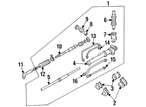1995 Ford Aspire Steering Column, Steering Wheel & Trim, Steering Gear & Linkage Tie Rod Diagram for F4BZ3280B