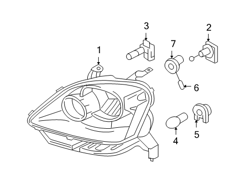 2006 Ford Five Hundred Bulbs Composite Headlamp Diagram for 6G1Z-13008-A