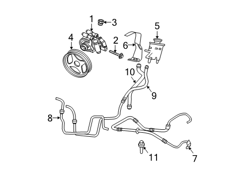 2005 Lincoln Navigator P/S Pump & Hoses, Steering Gear & Linkage Pressure Hose Diagram for 6L7Z-3A719-AA