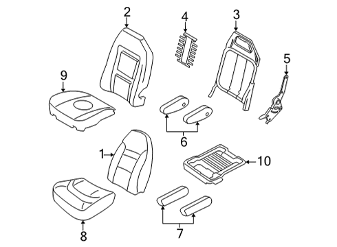 2022 Ford E-350 Super Duty Front Seat Components Armrest Cover Diagram for AC2Z-15644A18-BA