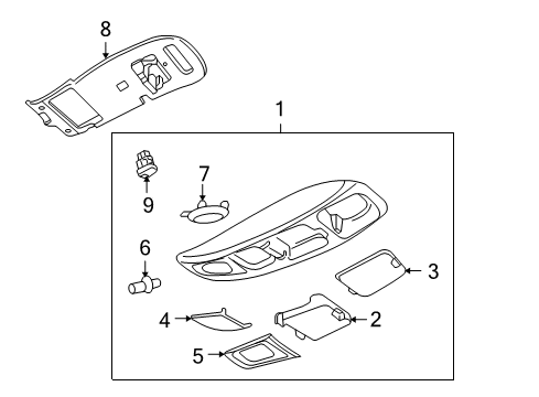 2010 Ford Explorer Sport Trac Overhead Console Window Switch Diagram for 9A2Z-15B691-AA