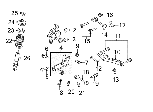 2008 Ford Explorer Rear Suspension Components, Lower Control Arm, Stabilizer Bar Coil Spring Diagram for 6L2Z-5560-AA