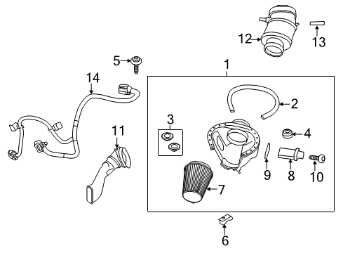 2013 Ford Mustang Filters Air Cleaner Assembly Seal Diagram for AR3Z-9673-A