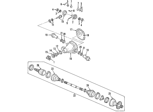 2001 Lincoln LS Rear Axle, Differential, Drive Axles, Propeller Shaft Coupling Diagram for XW4Z-4782-AB